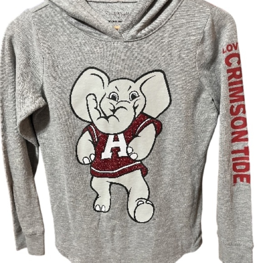 5th & Ocean Alabama Crimson Tide Gray and Red Elephant Graphic Hoodie Si…